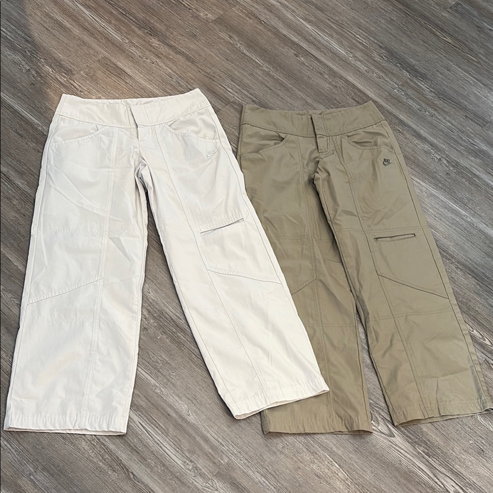 Nike Women's Wide Leg Pants - Cream and Tan